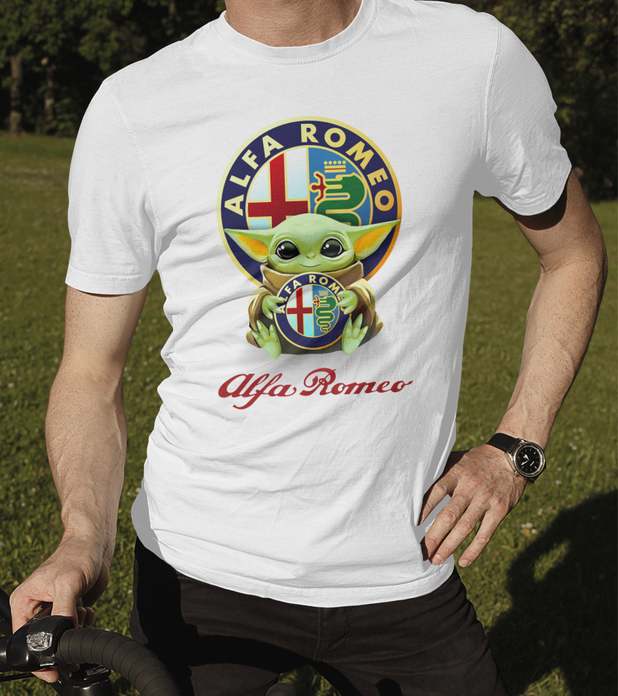 Grogu Holding Alfa Romeo Emblem T-Shirt