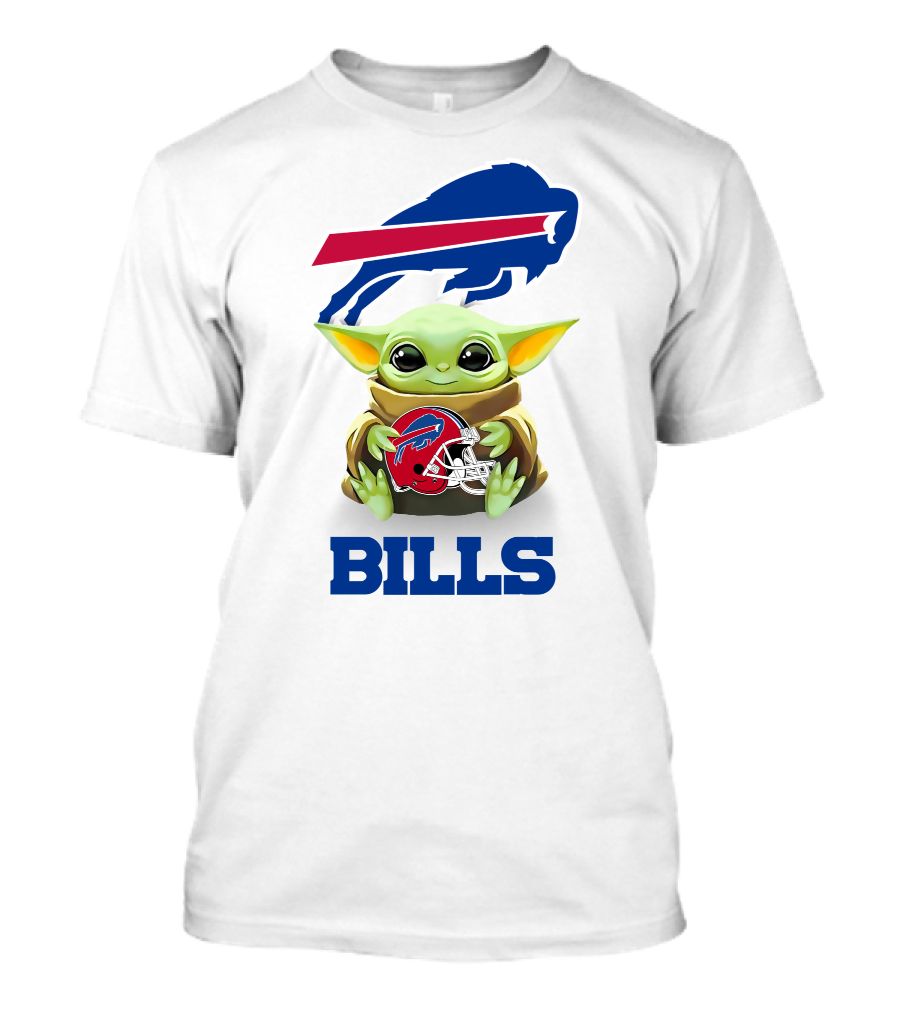 Buffalo Bills Grogu Hugging Helmet With Bills T-Shirt