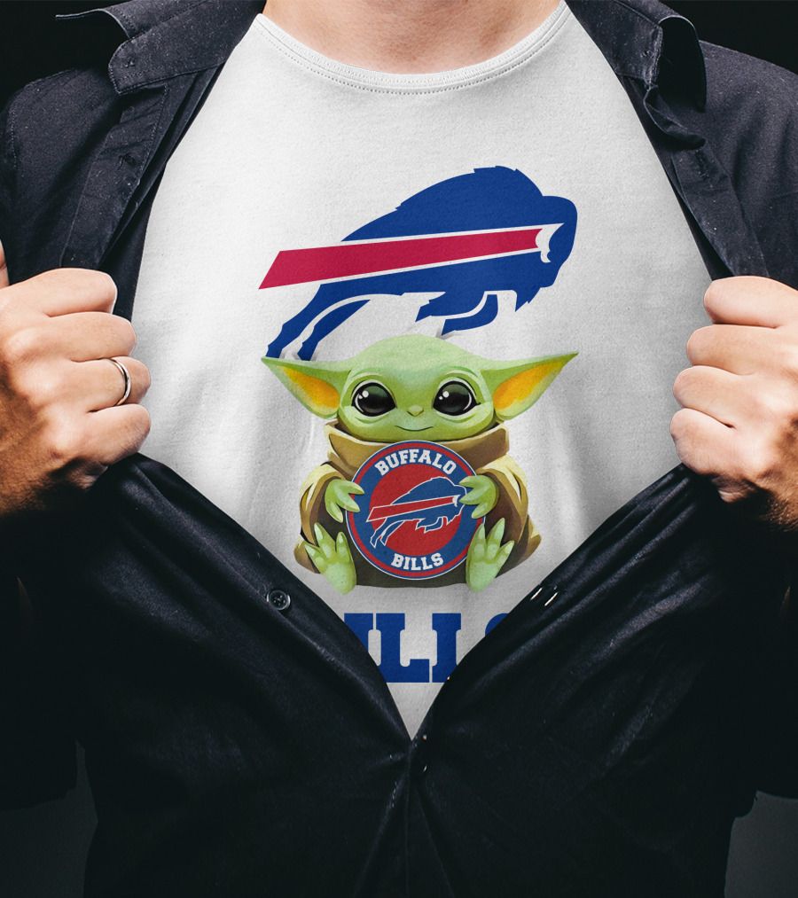 Buffalo Bills Grogu Hug White Background T-Shirt