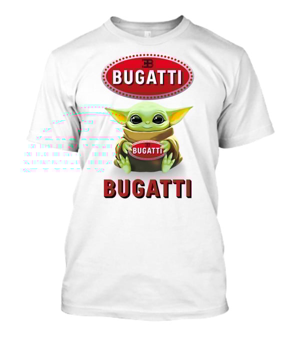 Grogu Holding Bugatti Logo Red And White T-Shirt