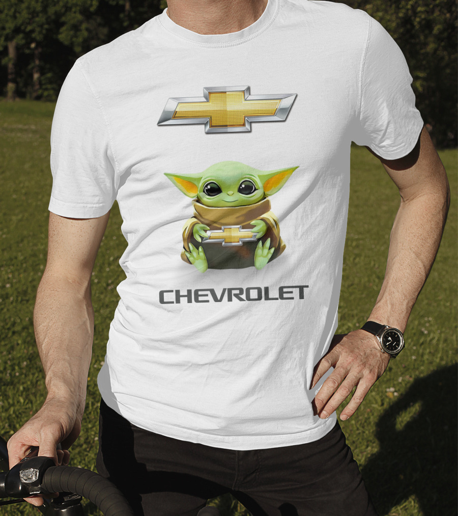 Grogu Holding Chevrolet Emblem T-Shirt