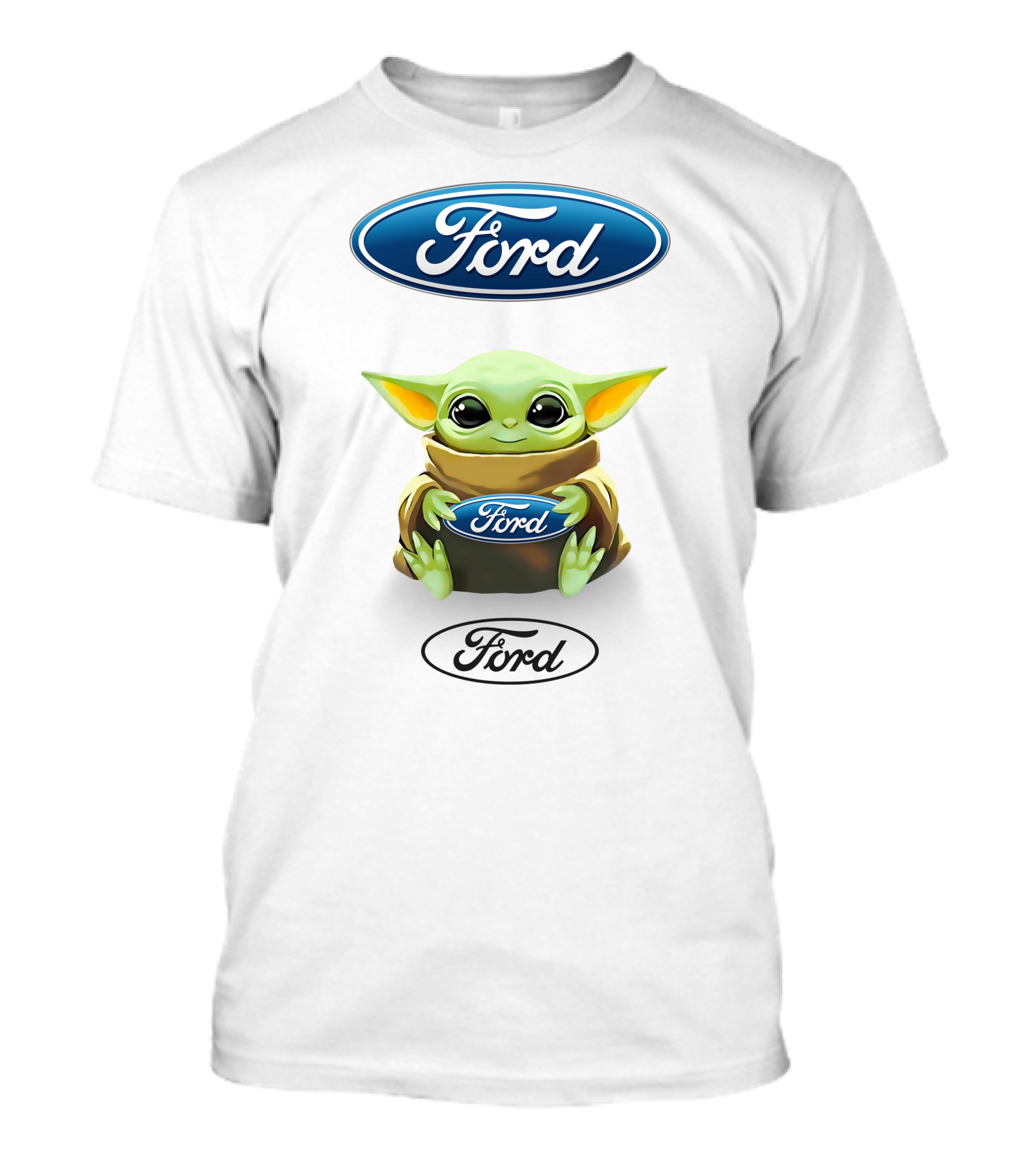 Ford Logo Grogu Hug Plush Mandalorian Baby Yoda White T-Shirt
