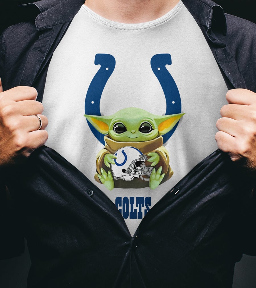 Grogu Colts Hug Indianapolis Colts Helmet T-Shirt