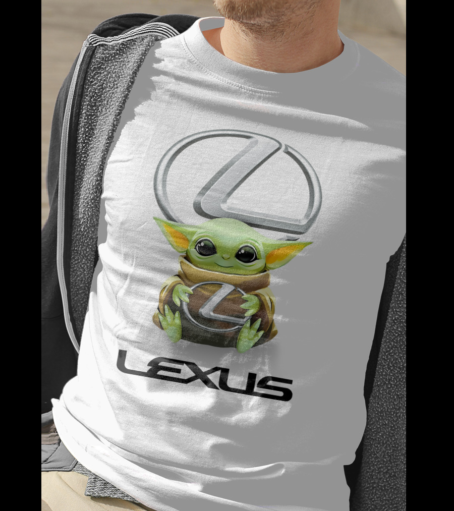 Grogu Holding Lexus Symbol With Large T-Shirt
