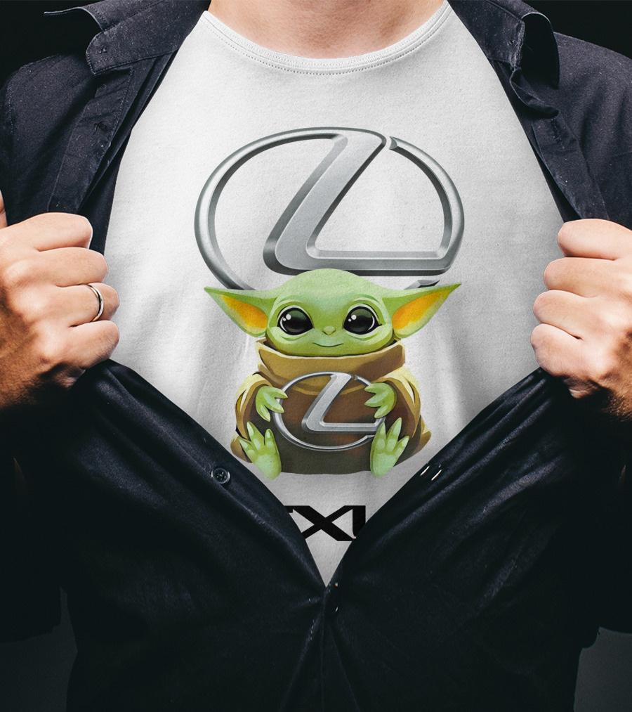 Grogu Holding Lexus Symbol With Large T-Shirt