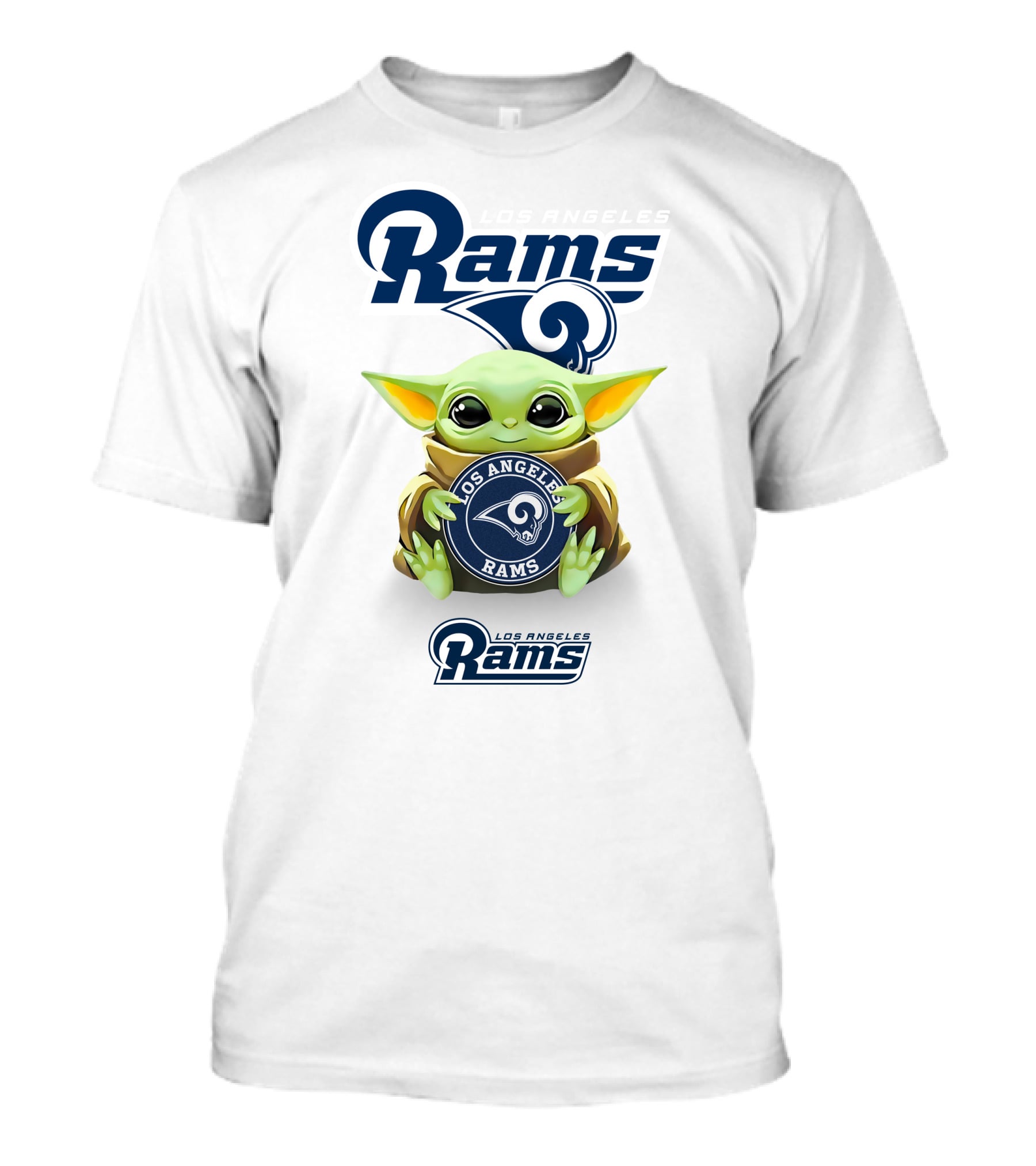 Rams Los Angeles Grogu Hug Holding Rams Emblem T-Shirt