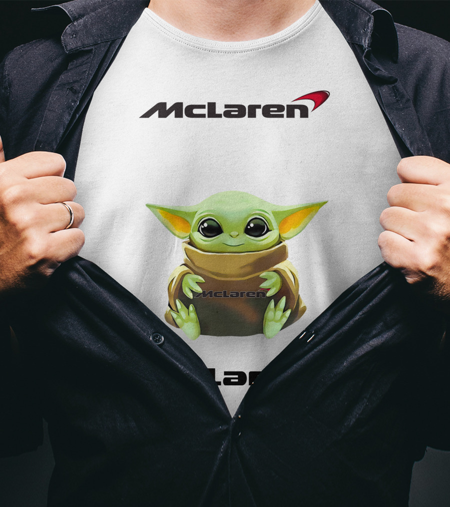 Grogu Hug McLaren Logo White T-Shirt