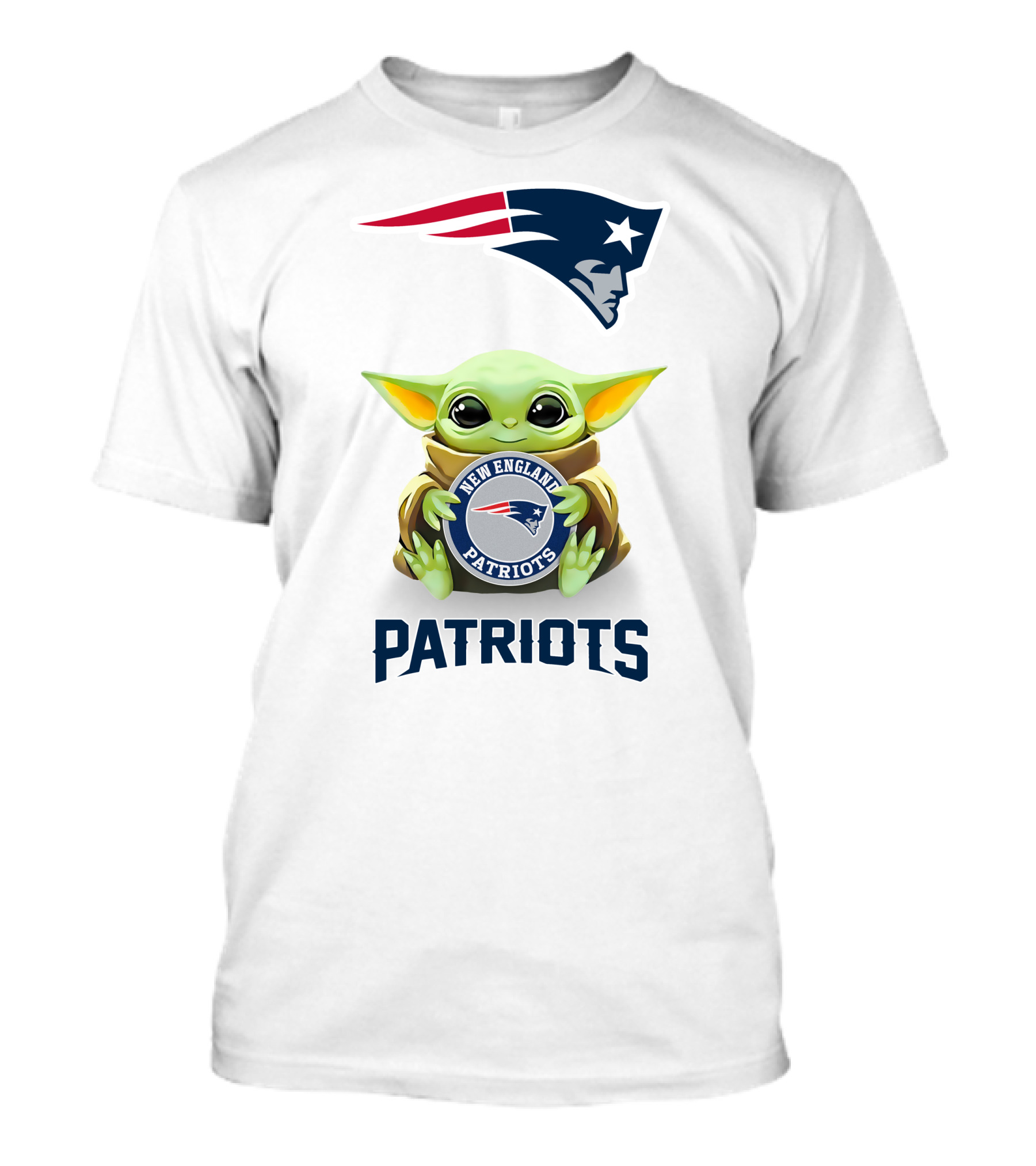 Grogu Holding New England Patriots Emblem T-Shirt