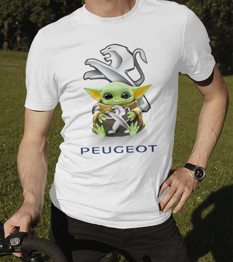 Grogu Embrace Peugeot Logo Fusion White T-Shirt