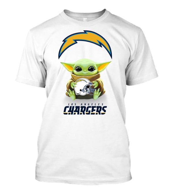 Grogu Los Angeles Chargers Helmet Hug T-Shirt