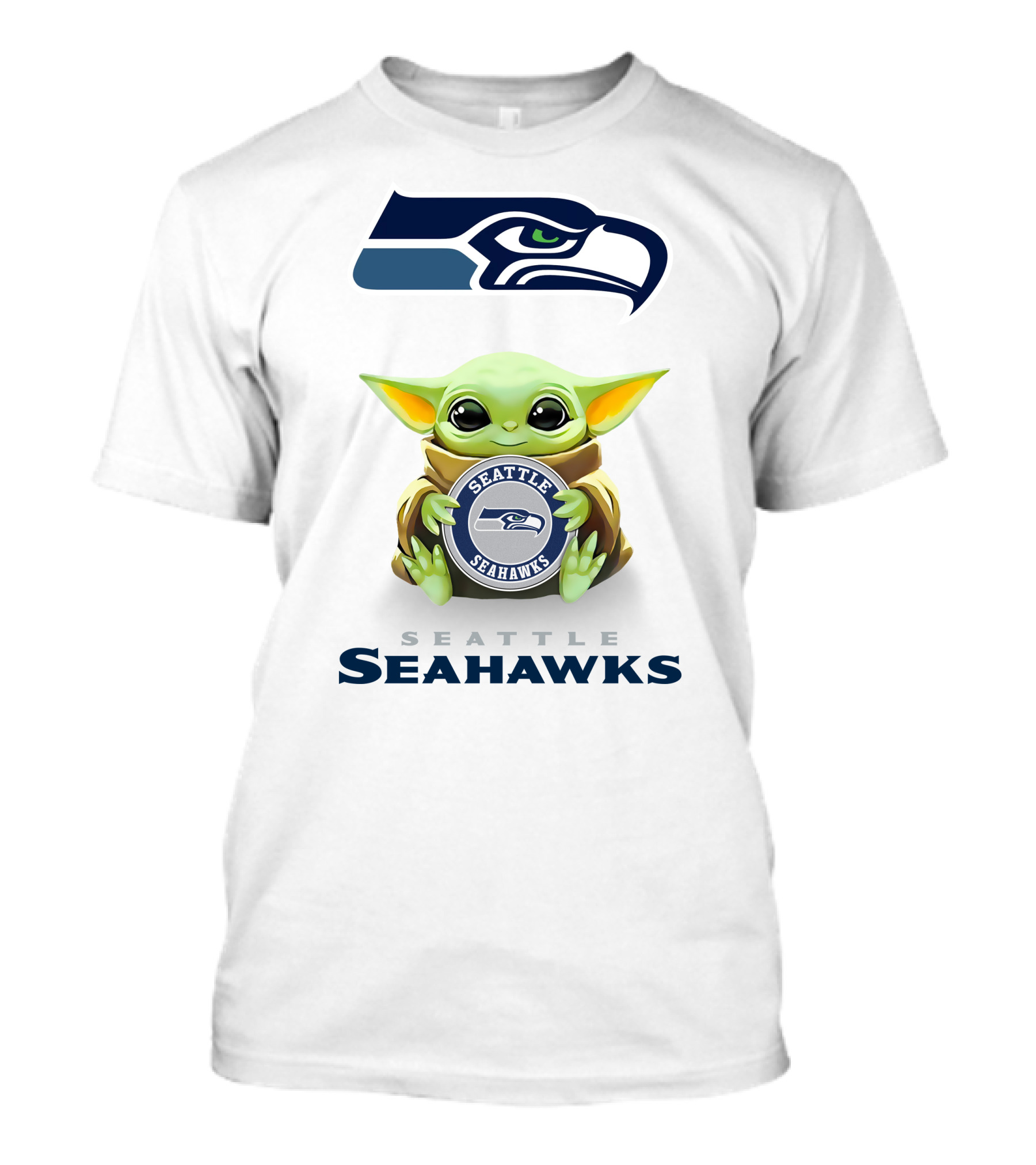 Grogu Seattle Seahawks Hugging T-Shirt