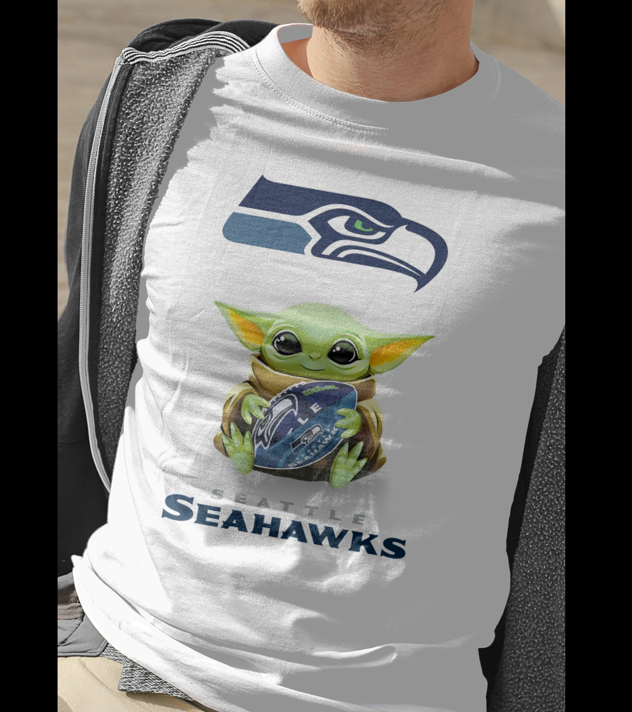 Grogu Seattle Seahawks Football Hug With Team T-Shirt