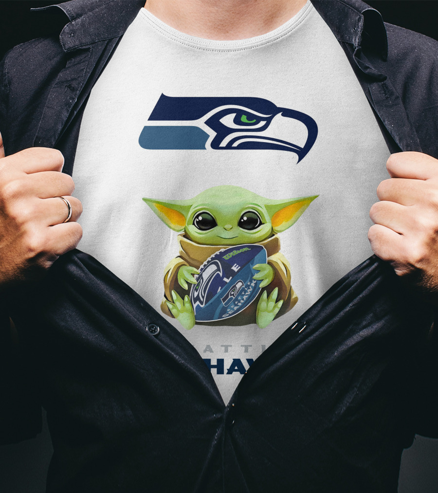 Grogu Seattle Seahawks Football Hug With Team T-Shirt