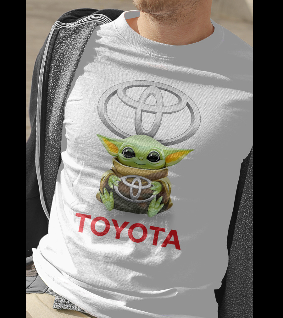Grogu Hug Toyota Logo White T-Shirt