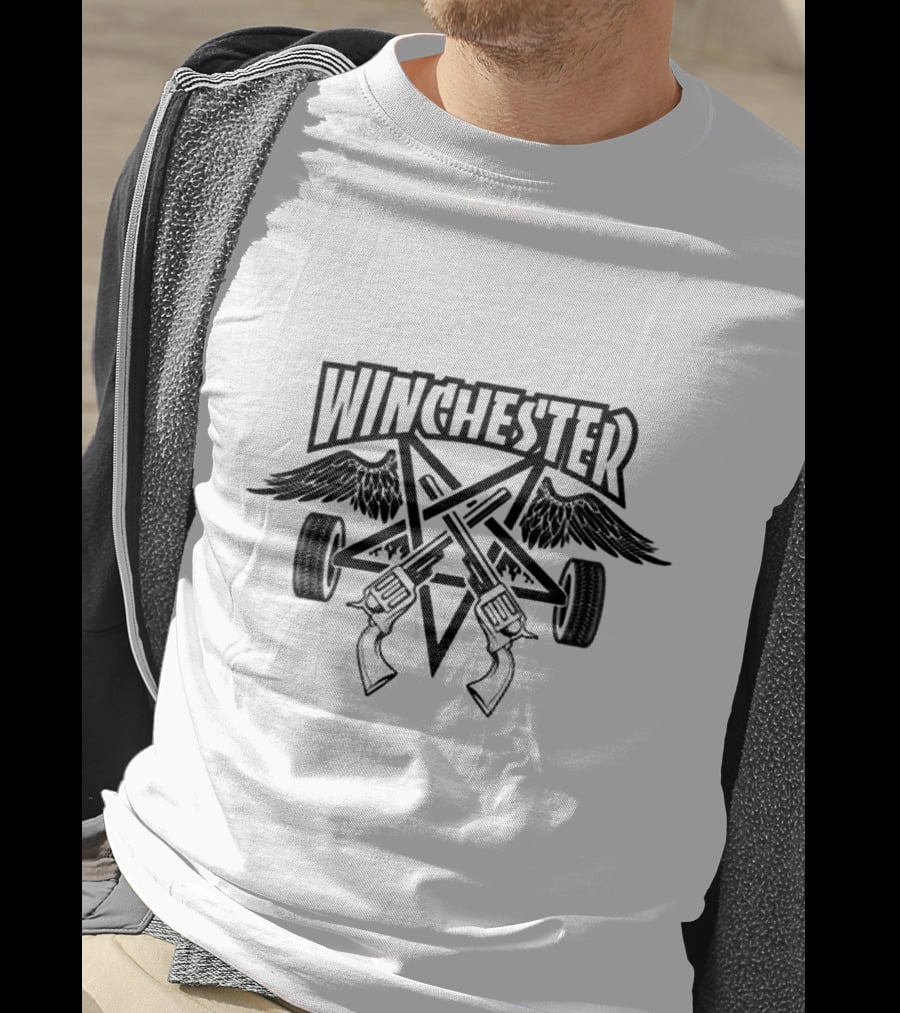 Winchester Supernatural Pentagram Wings Guns T-Shirt