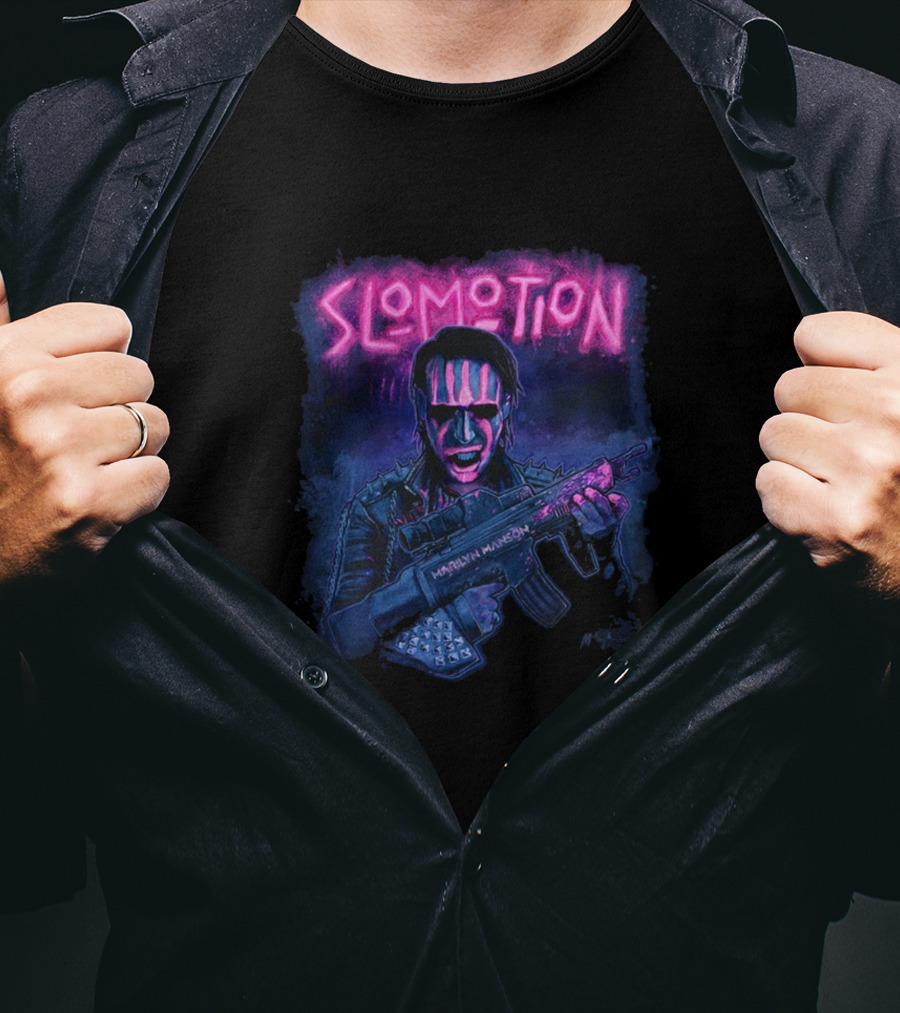 MM Slomotion Marilyn Manson Artwork Gun Neon T-Shirt