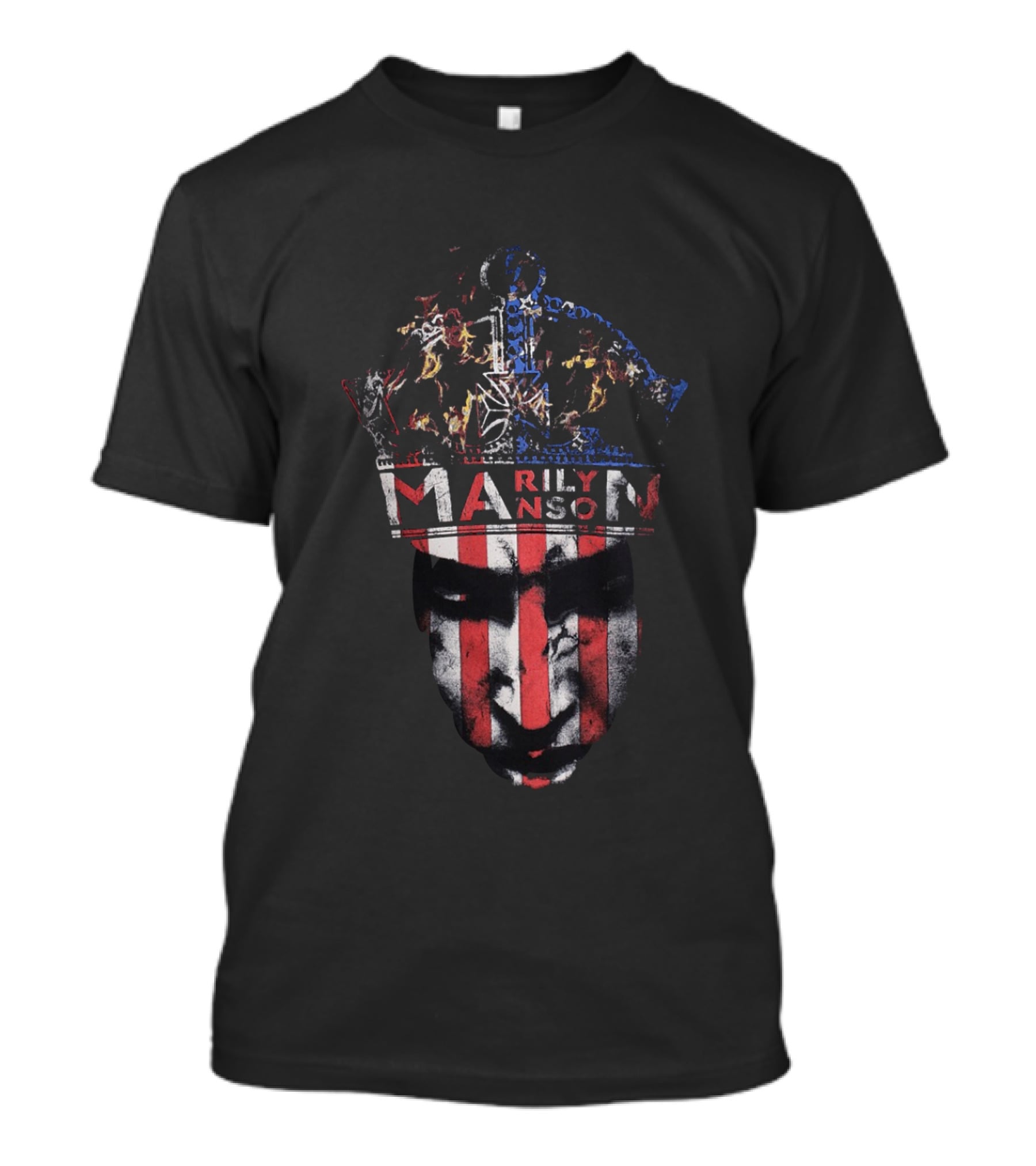 Marilyn Manson American Flag Crown Face MM Exclusive T-Shirt