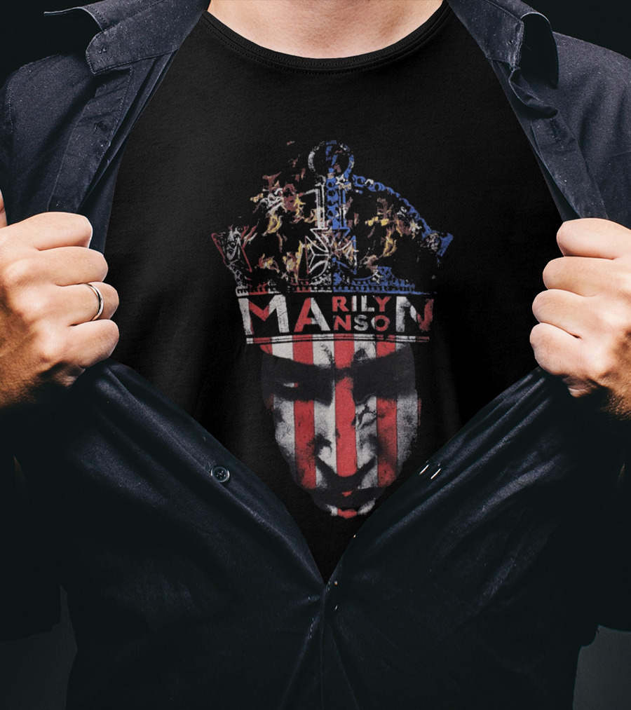 Marilyn Manson American Flag Crown Face MM Exclusive T-Shirt