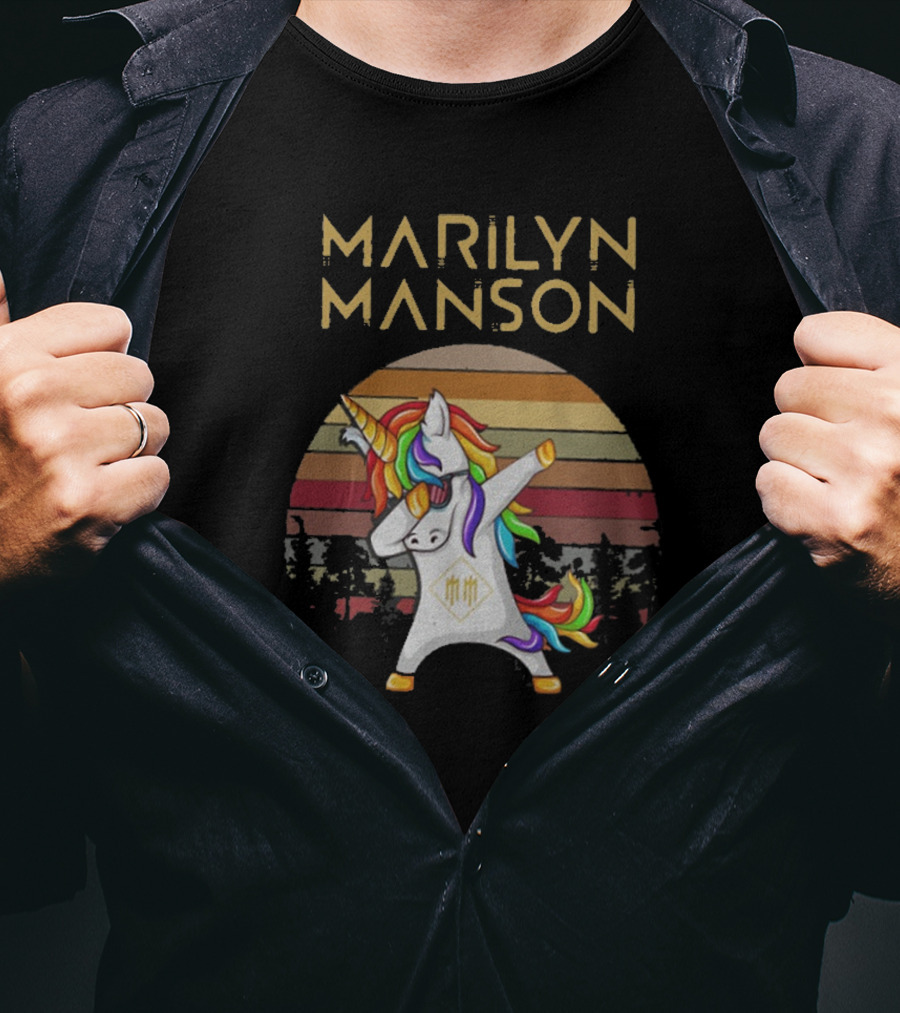Marilyn Manson Unicorn Dabbing Retro T-Shirt