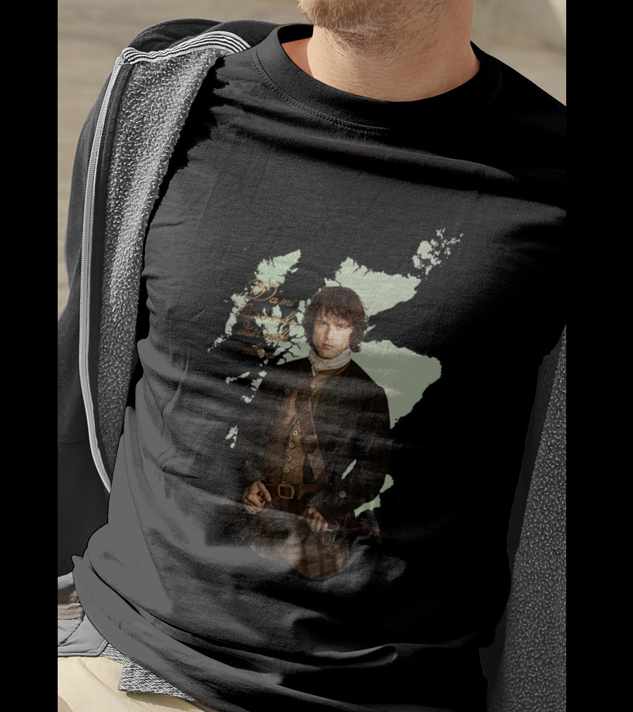 Jamie Fraser Edition Outlander Map Background T-Shirt