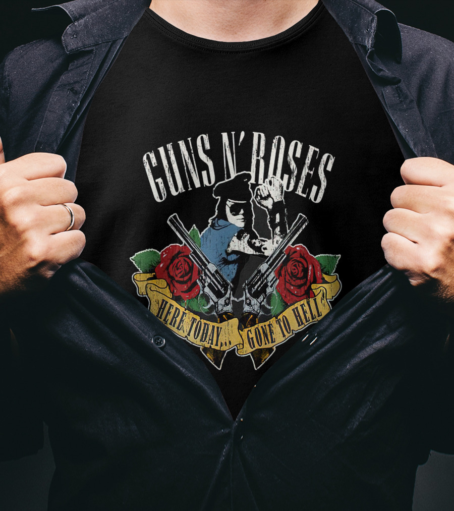 Guns N' Roses Here Today. Gone To Hell With Roses And Guns Vintage T-Shirt