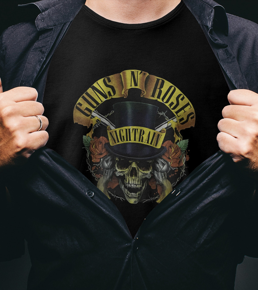 Guns N' Roses Nightrain Skull Roses Top Hat T-Shirt