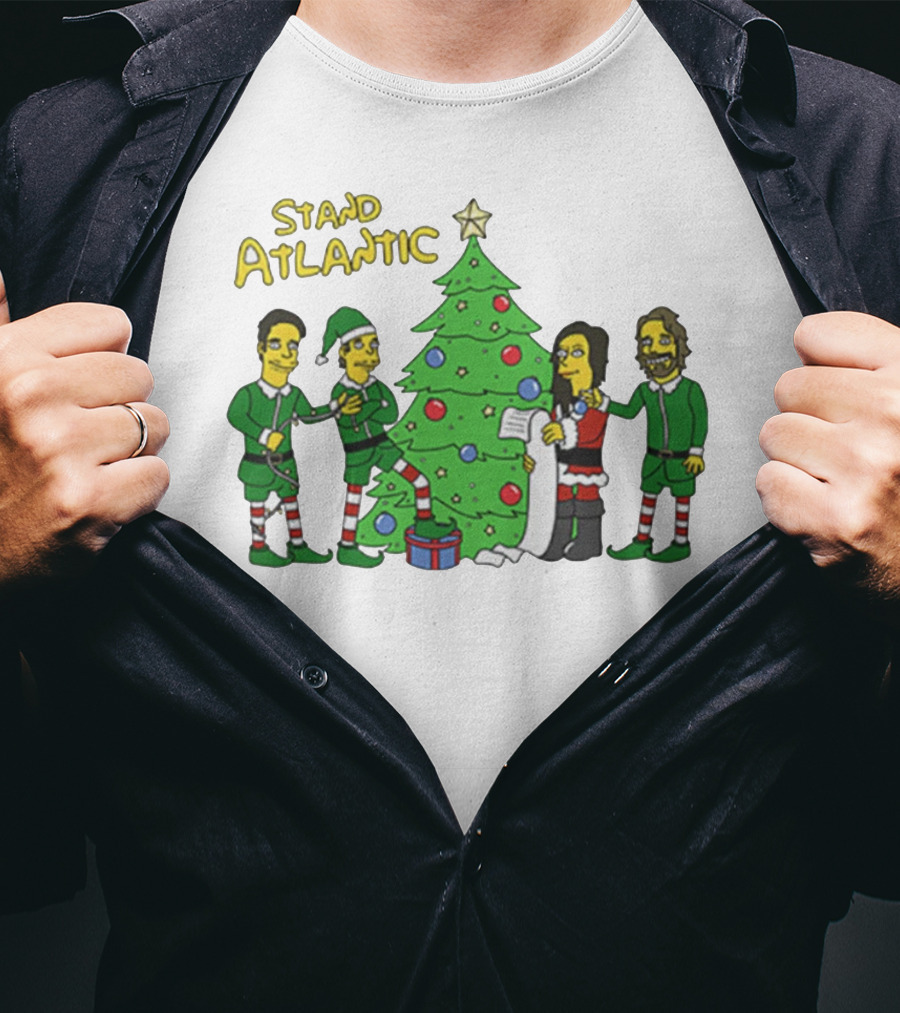 STAND ATLANTIC Christmas Tree And Cartoon Characters T-Shirt