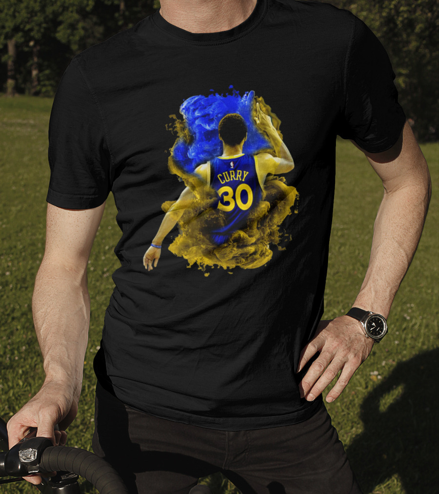 Stephen Curry 30 Blue Yellow Burst T-Shirt