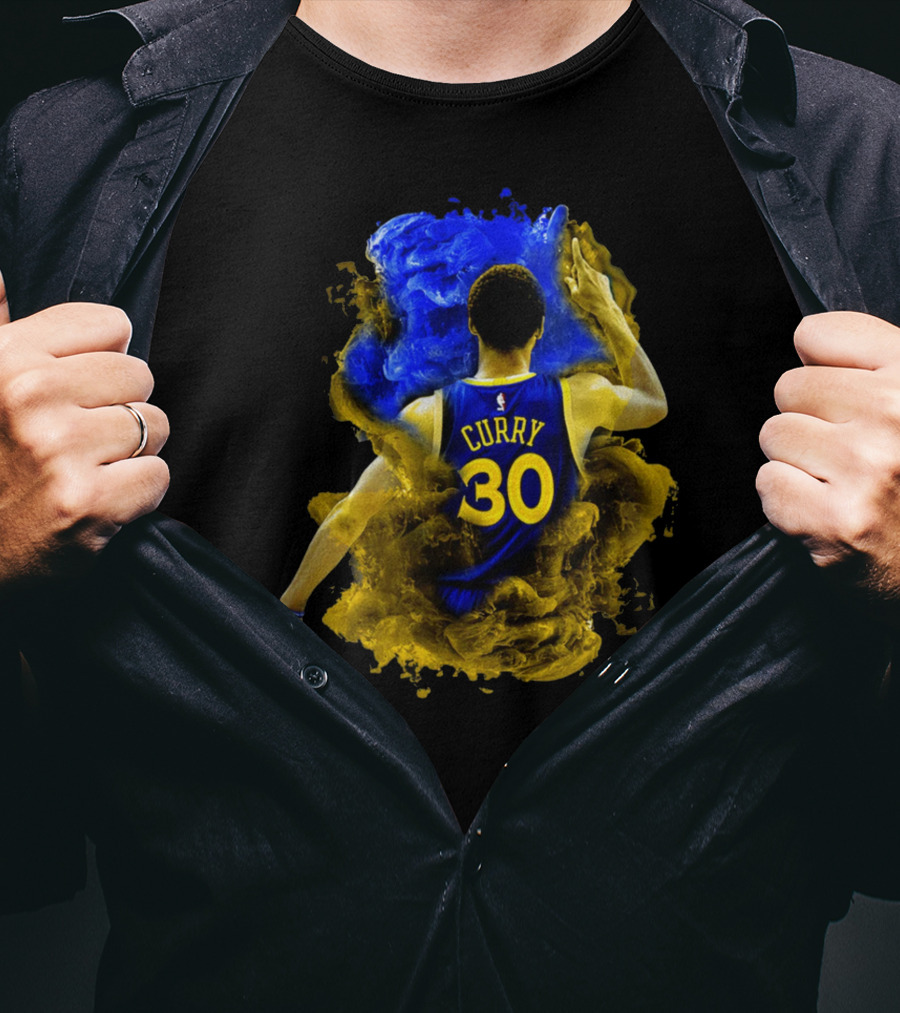 Stephen Curry 30 Blue Yellow Burst T-Shirt