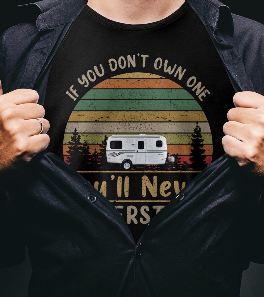 If You Don't Own One You'll Never Understand Camper Retro Stripe Forest Scene T-Shirt