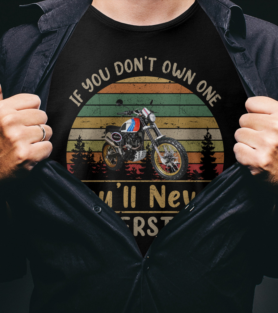 If You Don't Own One Bullit Hero 125 You'll Never Understand Motorcycle Vintage Retro Forest Stripes T-Shirt