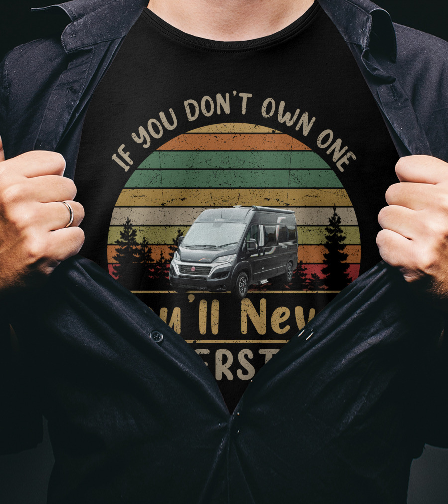 If You Don't Own One You'll Never Understand Elddis Evolution Camper Van Vintage Retro Forest Sunset T-Shirt