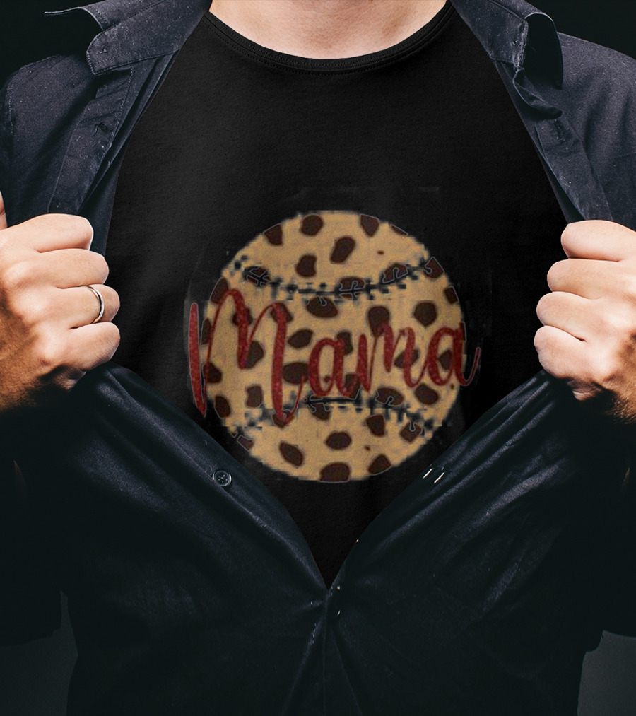 Mama Leopard Print Baseball T-Shirt
