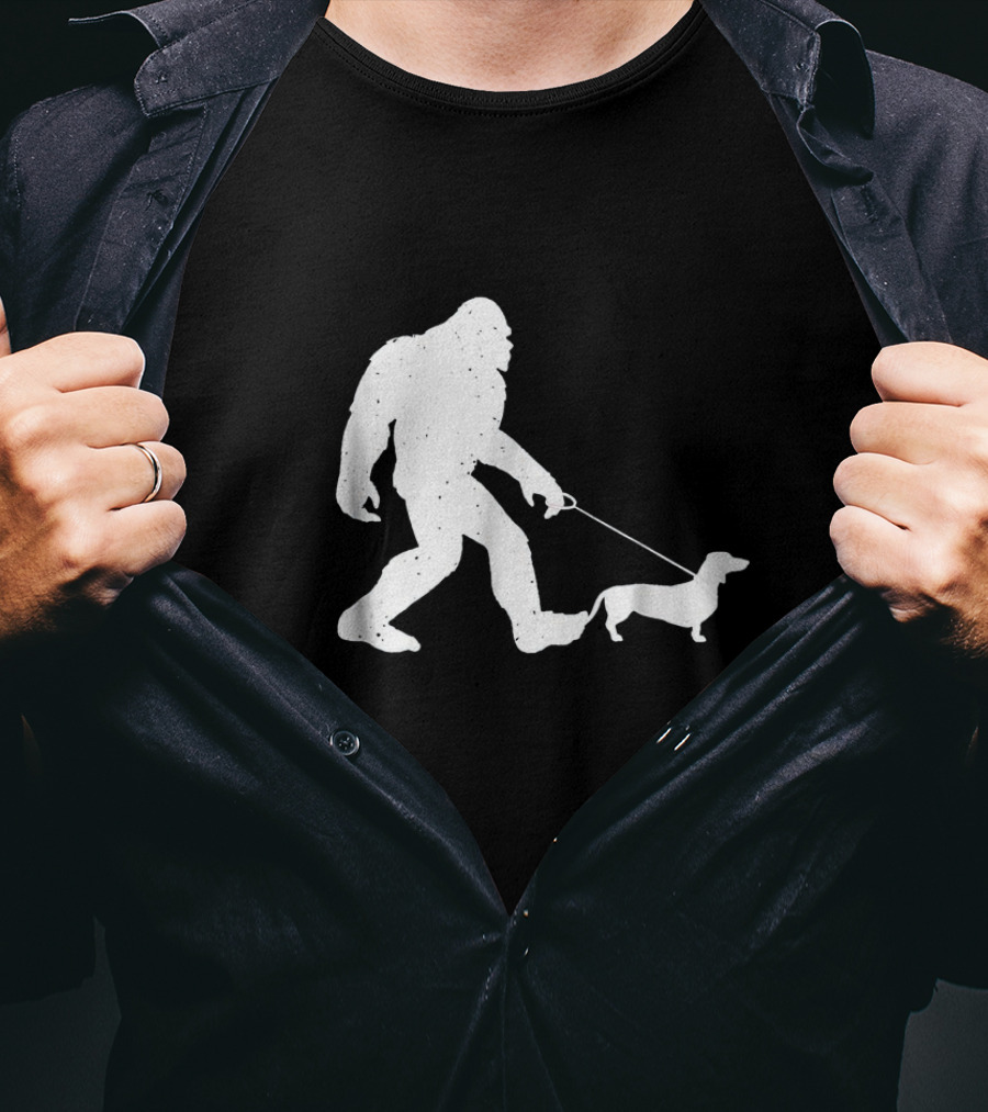 Bigfoot Walking Funny Wiener Dog Dachshund T-Shirt