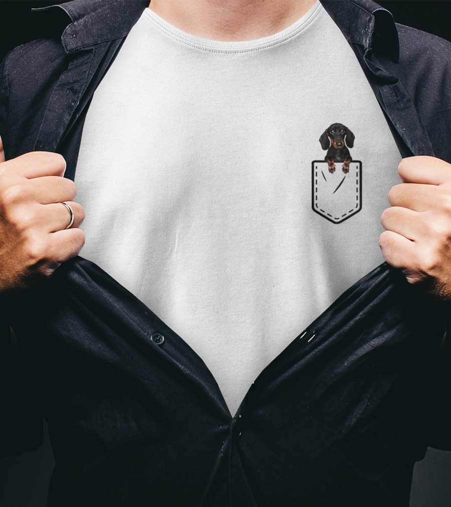 Pocket-Sized Funny Cute Dachshund Doxie Wiener Dog Adorable Companion T-Shirt