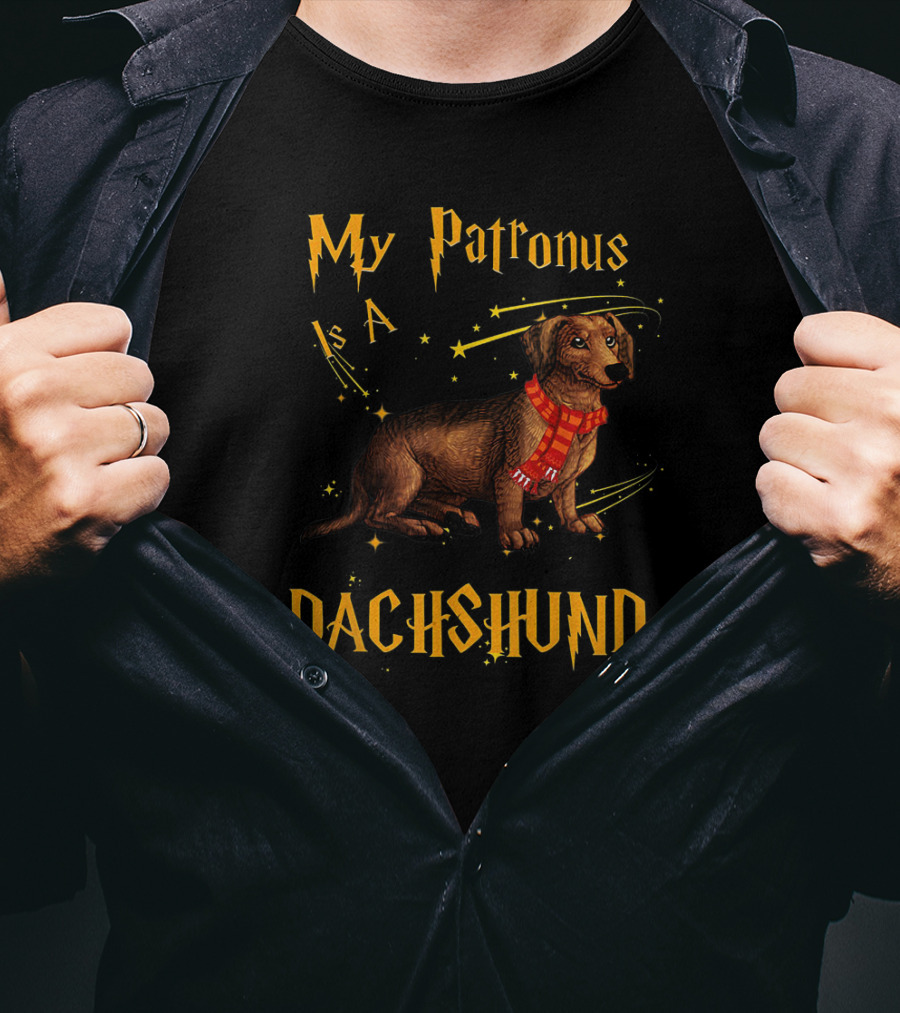 My Patronus Is A Dachshund Dog With Magic Wand And Stars T-Shirt