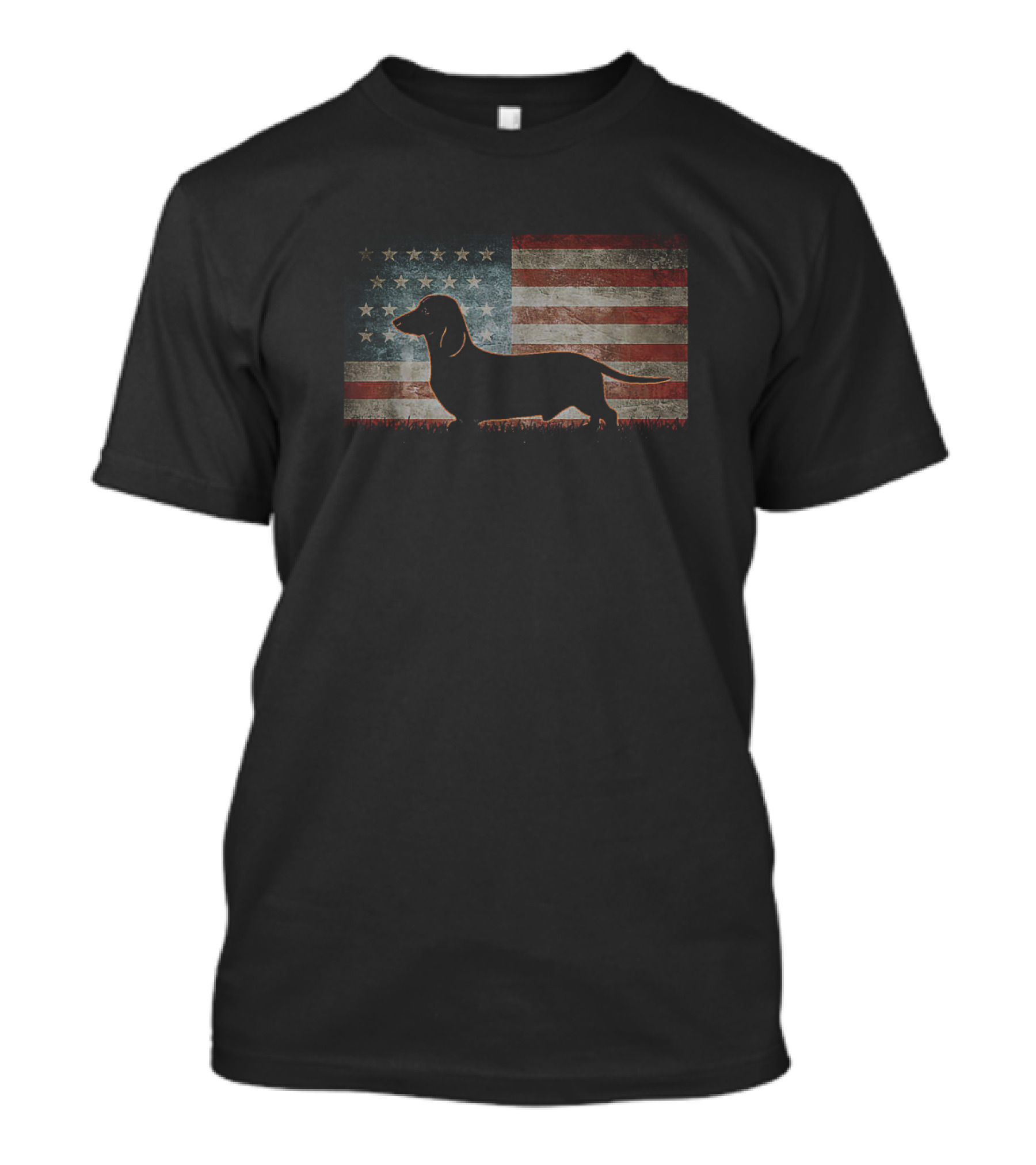Retro Vintage American Flag Best Dachshund Dog Dad USA Patriotic T-Shirt