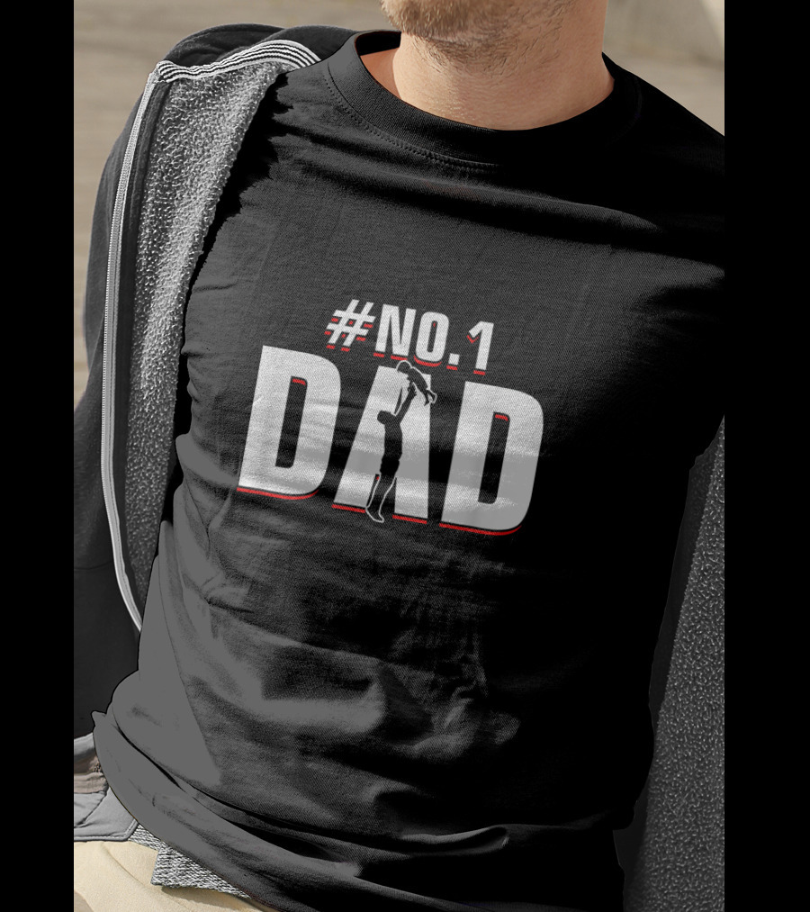 Father's Day No. 1 Dad Silhouette With Child Appreciation T-Shirt