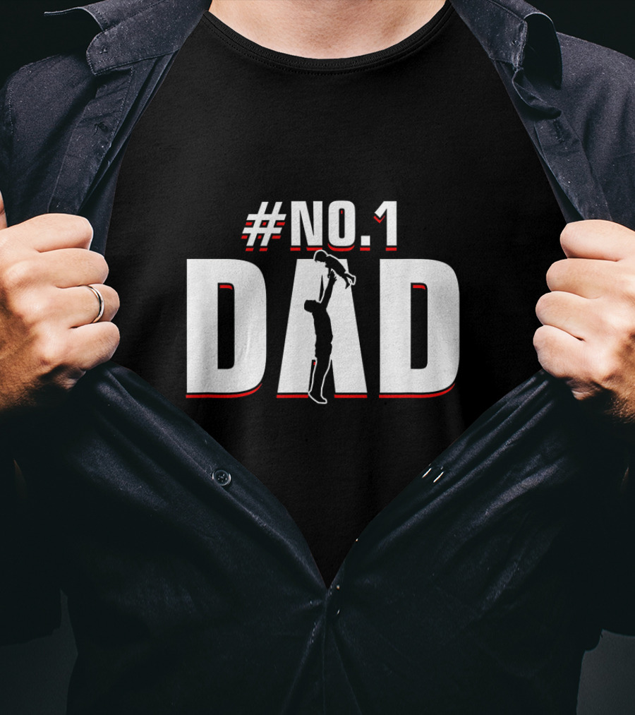 Father's Day No. 1 Dad Silhouette With Child Appreciation T-Shirt