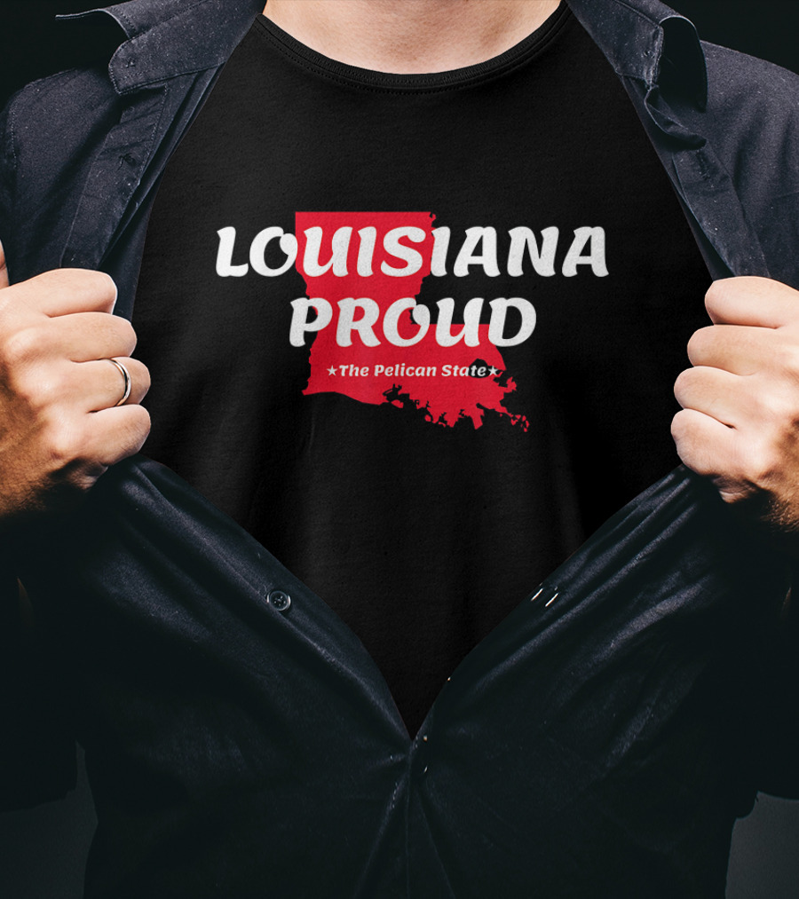 Louisiana Proud The Pelican State Map T-Shirt