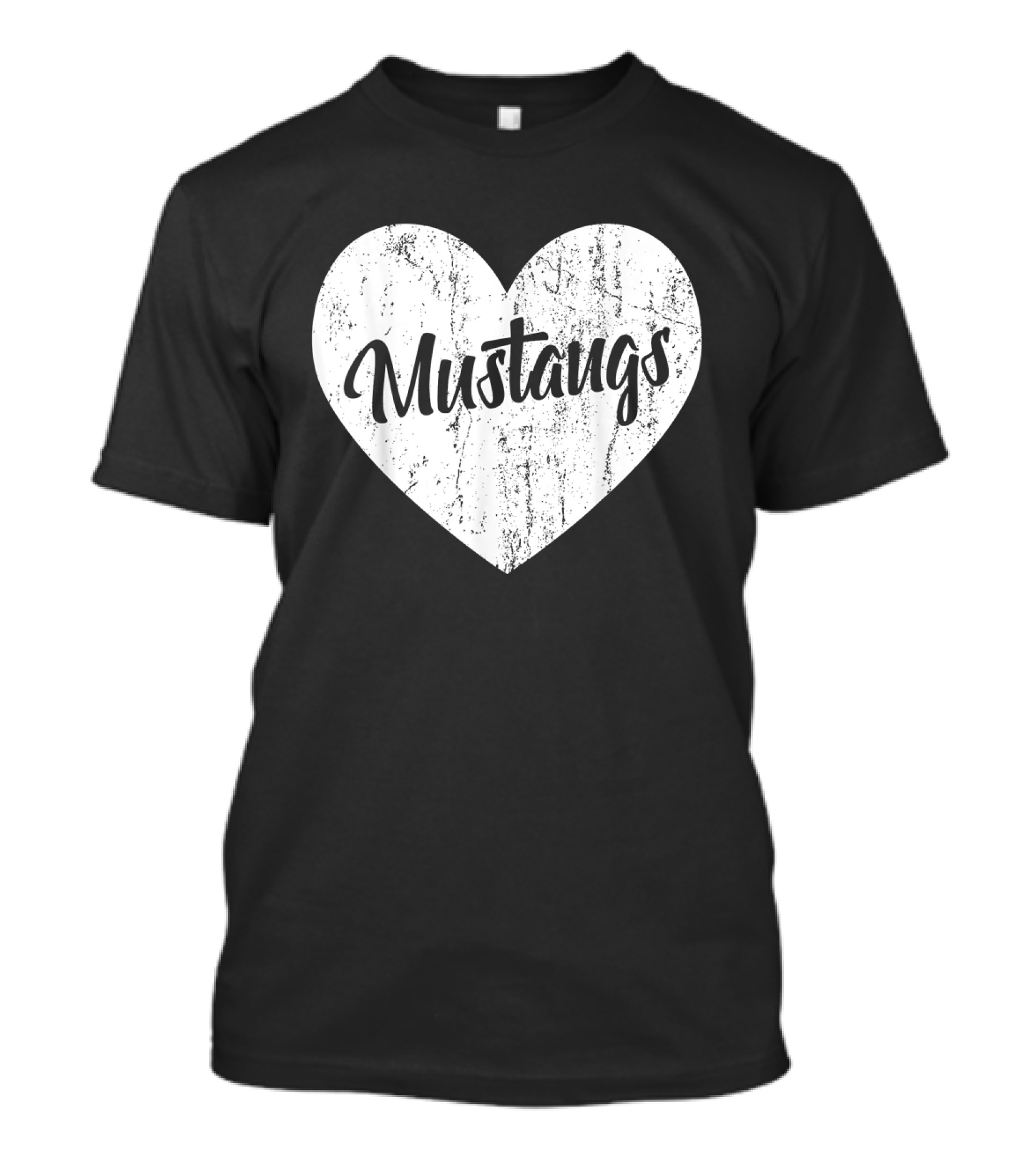 Mustangs Heart School Sports Fan Team Spirit Mascot T-Shirt