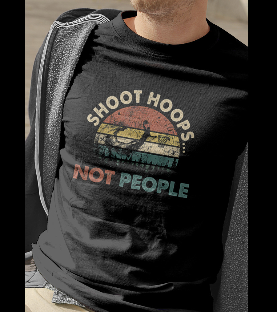 Shoot Hoops Not People Retro Basketball Sunset T-Shirt
