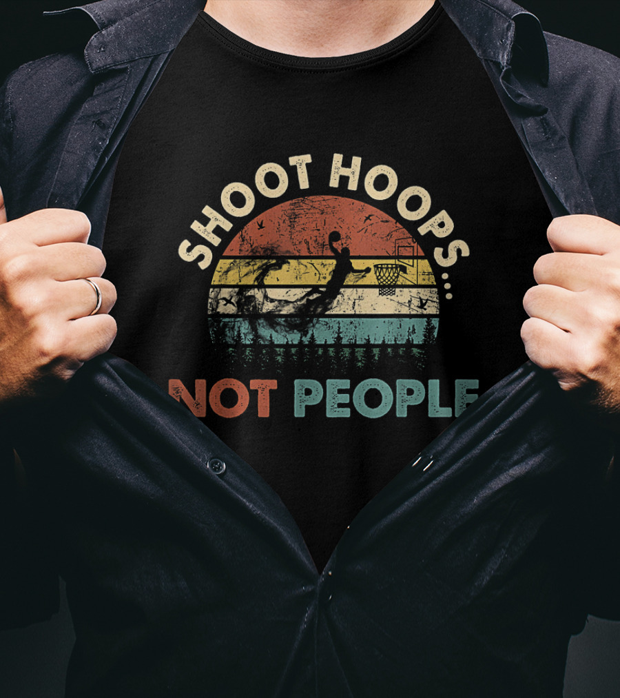 Shoot Hoops Not People Retro Basketball Sunset T-Shirt