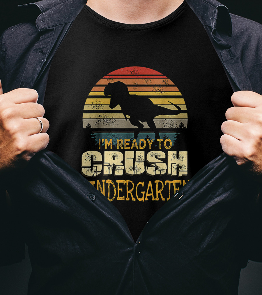 I'm Ready To Crush Kindergarten Dinosaur Sunset T-Shirt