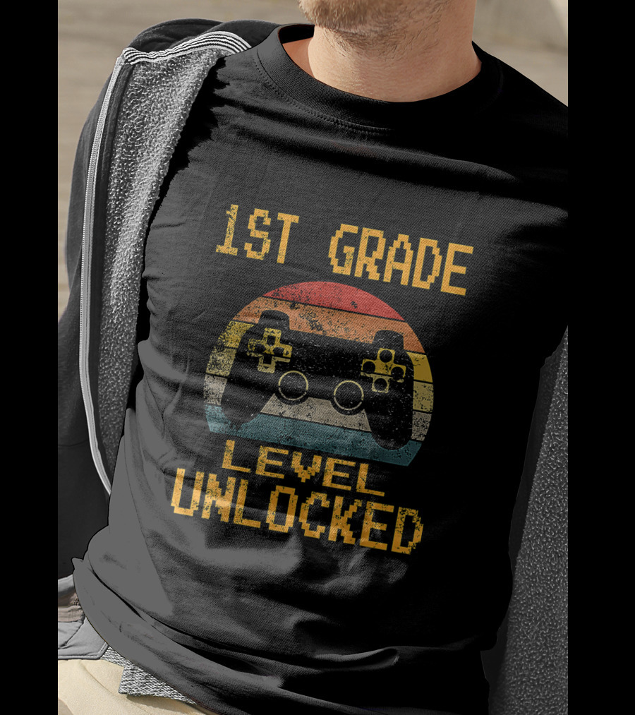 1st Grade Level Unlocked Gamer Controller First Day Of School T-Shirt