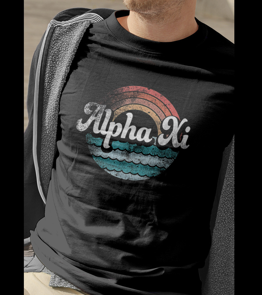 Alpha Xi Delta Retro Beach Waves Design For Sorority Pledge Rush Or Alumnae T-Shirt