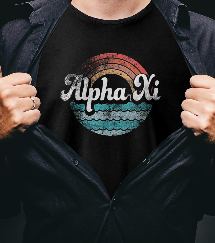 Alpha Xi Delta Retro Beach Waves Design For Sorority Pledge Rush Or Alumnae T-Shirt
