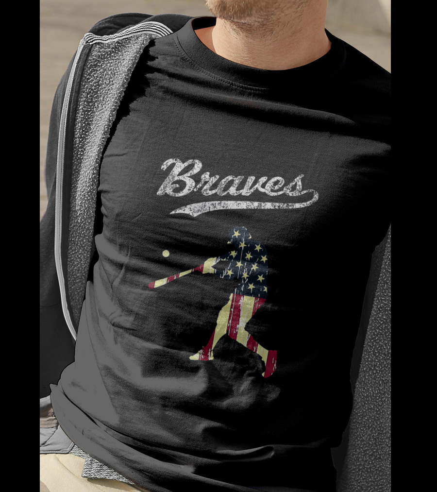 Braves Vintage USA Flag Baseball T-Shirt