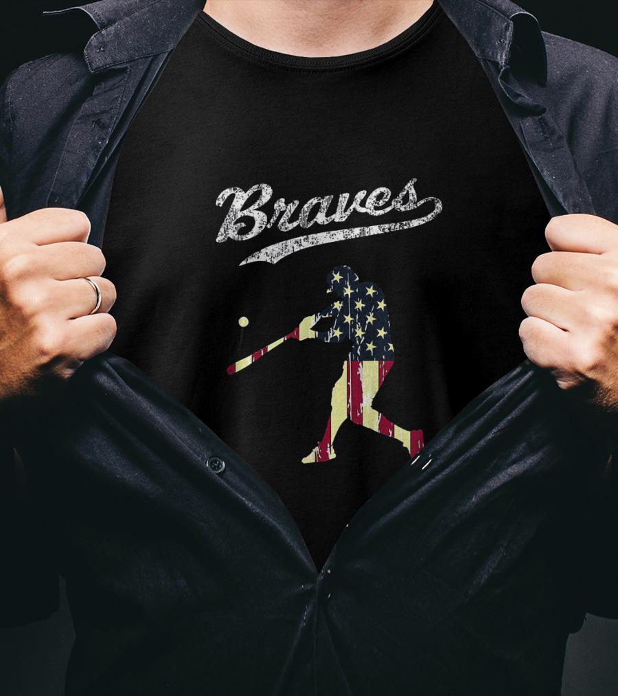 Braves Vintage USA Flag Baseball T-Shirt