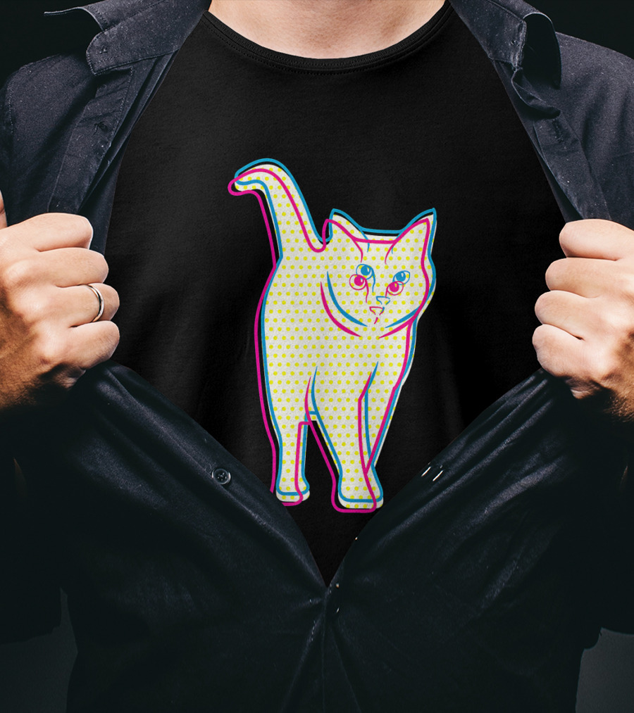 Psychedelic Cool Cat Pop Art For Cat Lovers In Vibrant Colors T-Shirt